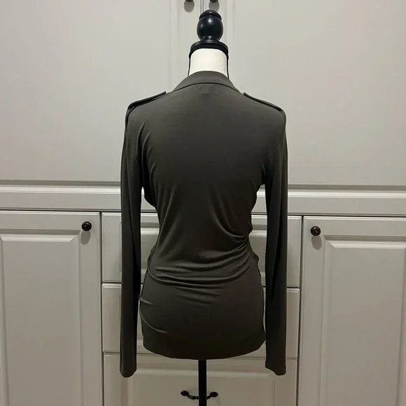 Ann Taylor Olive green ruched front | Wrap style size M - Picture 6 of 9